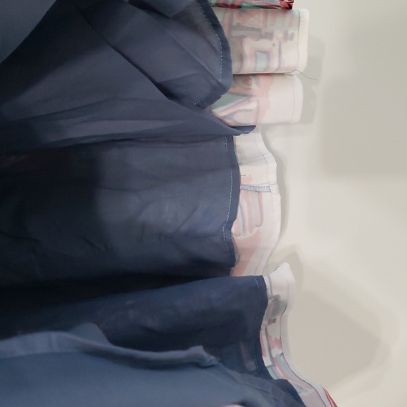 Modcloth Holiday Dress Medium Blue Red White Sleeveless Belt Snowflakes Winter - Picture 5 of 16